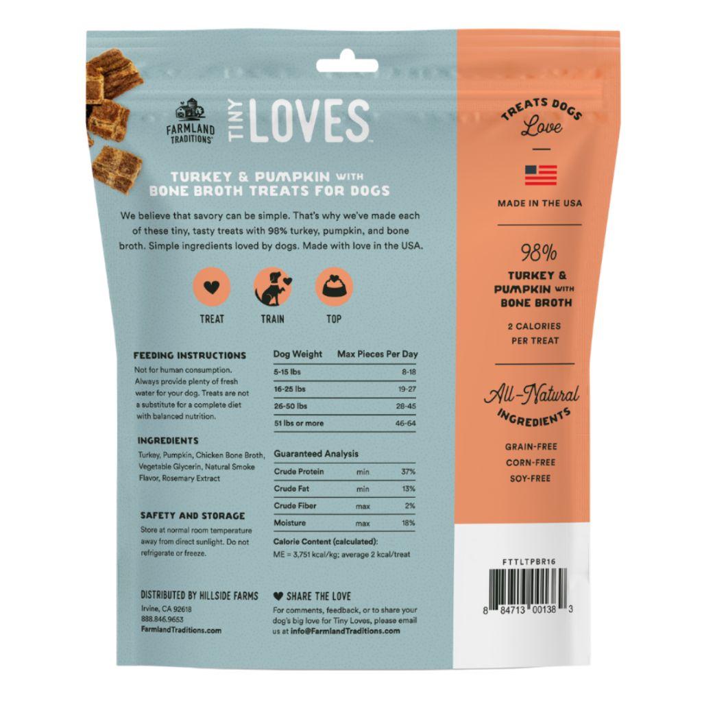 Farmland Traditions - Tiny Loves Turkey+Pumpkin With Bone Broth Treats For Dogs