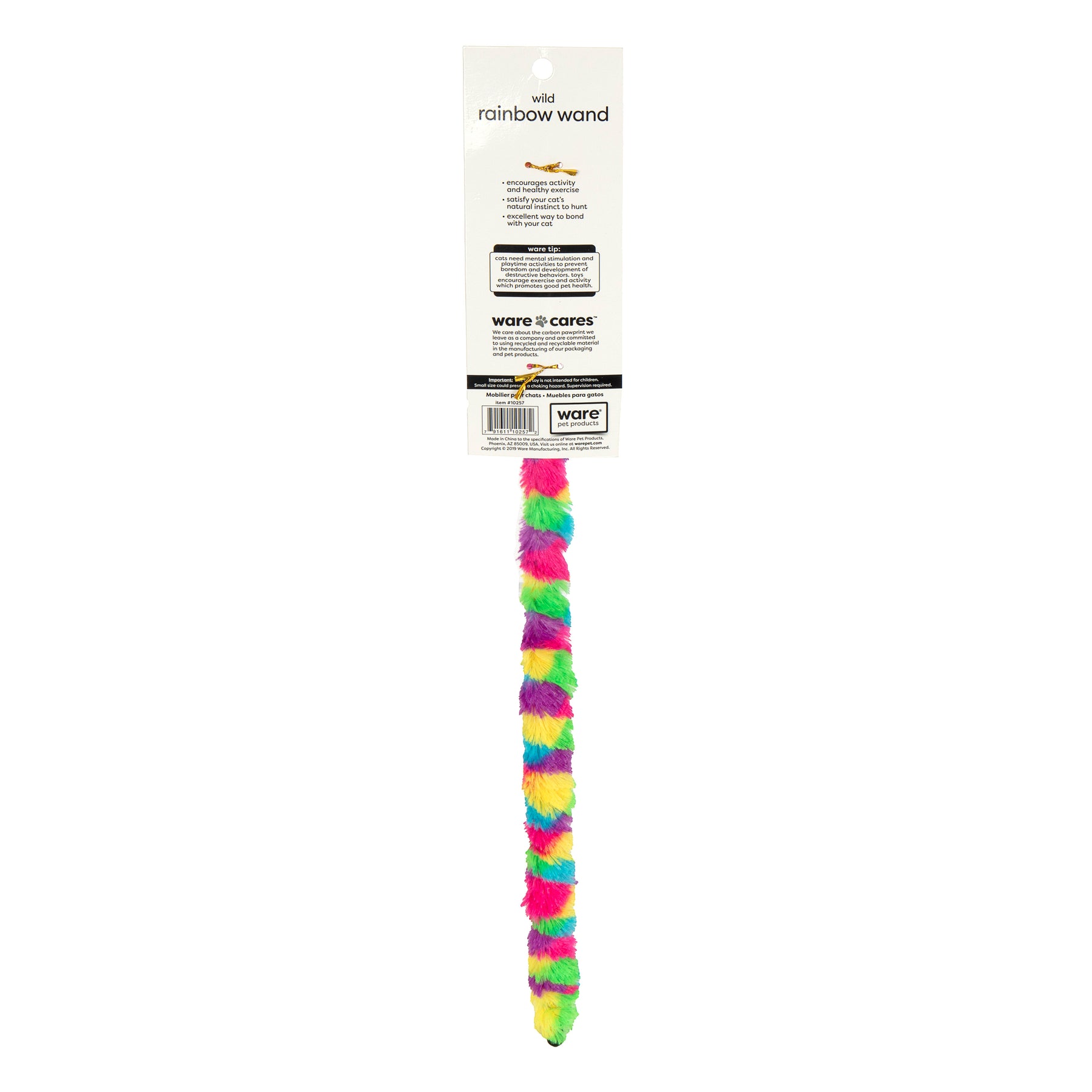 Ware Manufacturing- Wild Rainbow Wand Teaser With Long Furry Tail