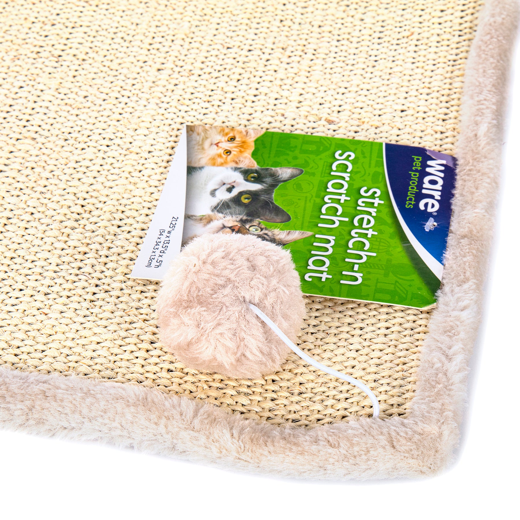 Ware Manufacturing- Scratch-N-Mat Sisal Scratching Surface, Toy & Rubber Backing