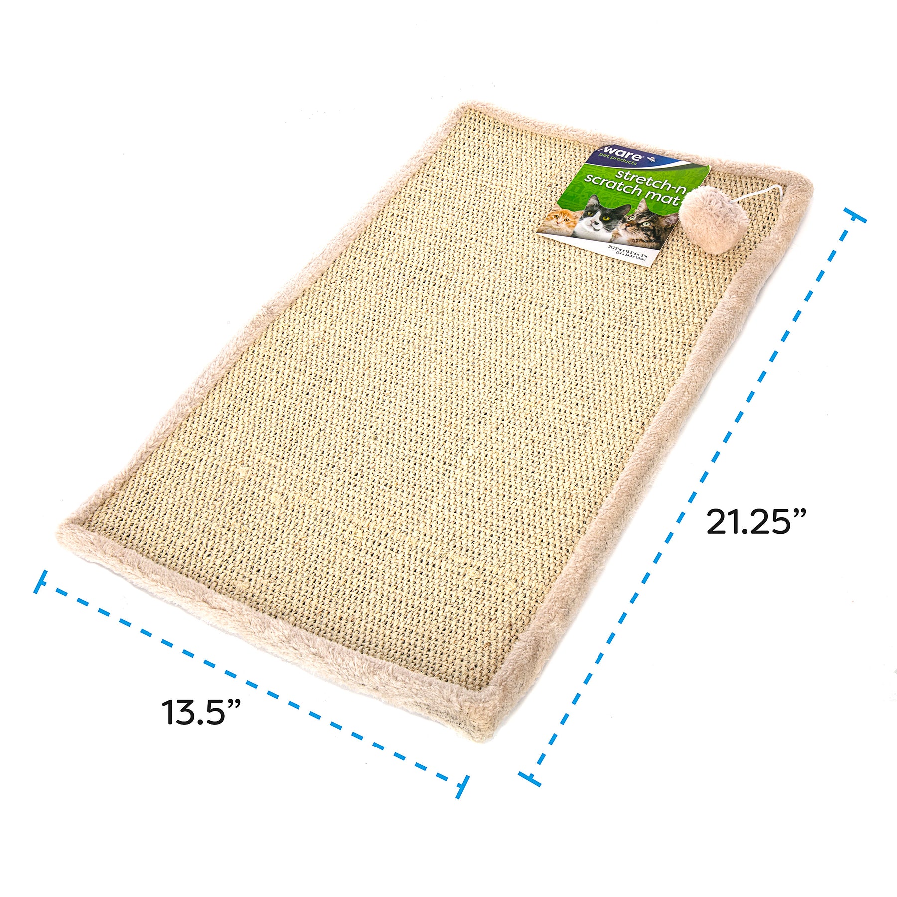 Ware Manufacturing- Scratch-N-Mat Sisal Scratching Surface, Toy & Rubber Backing