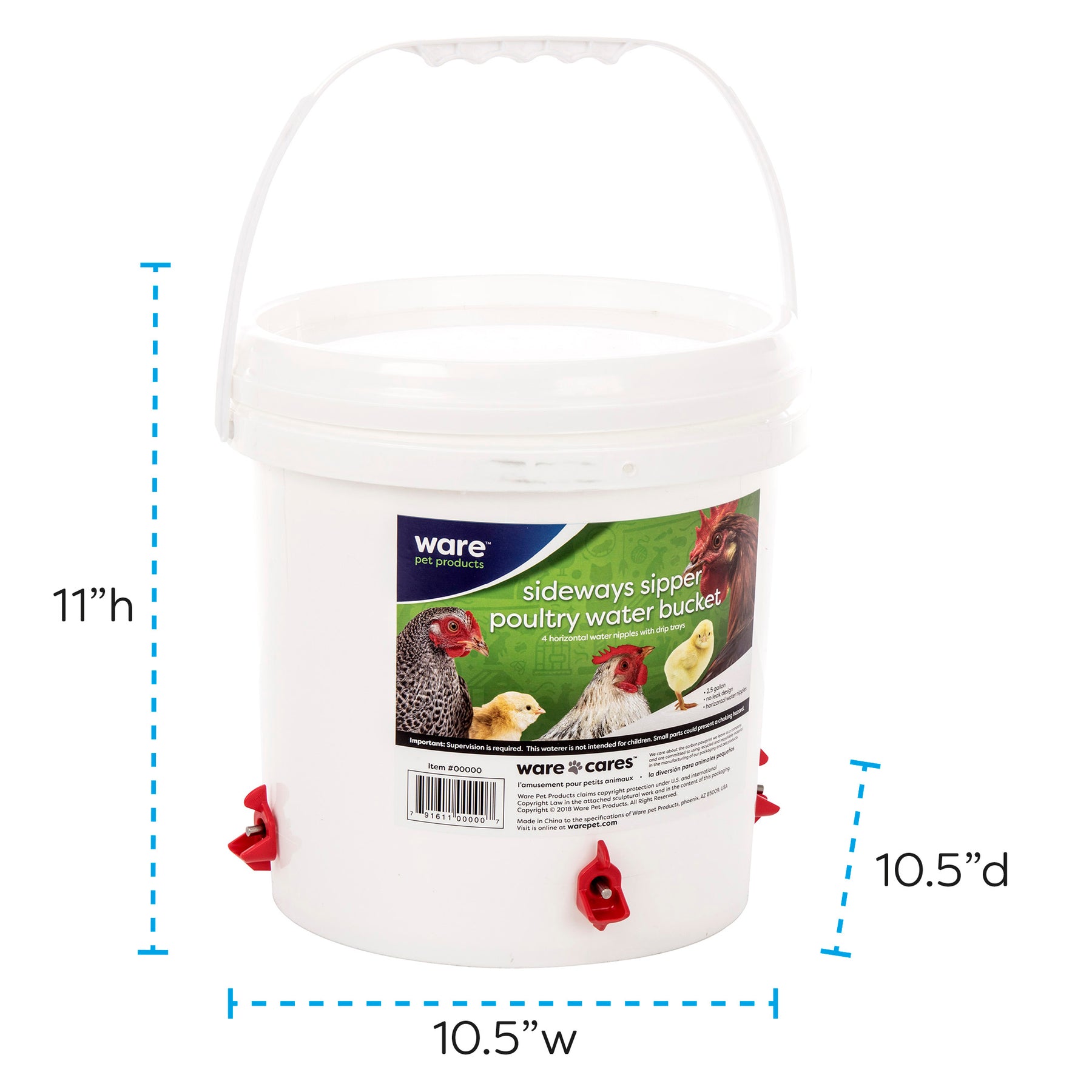 Ware Manufacturing- Sideways Sipper Poultry Water 2.5 gallons