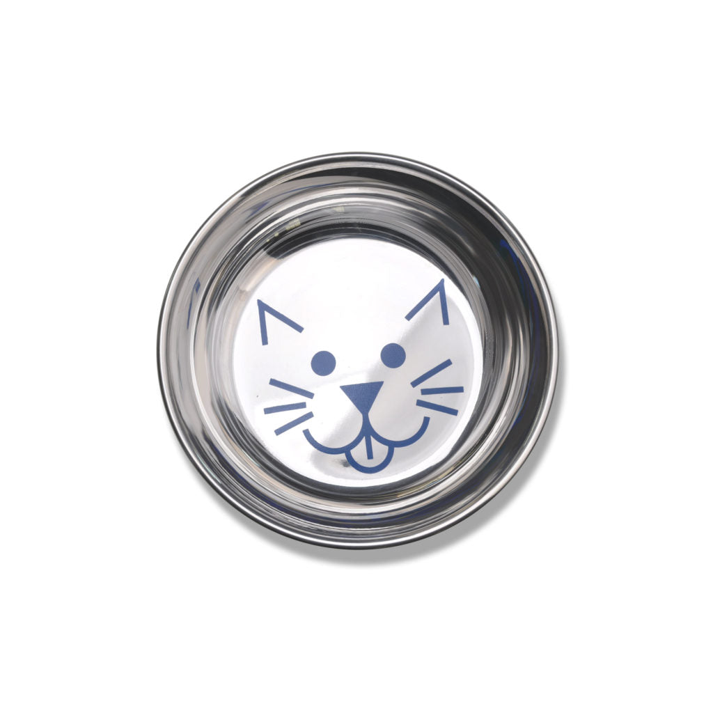 Van Ness - Cat Dish Stainless Steel NonSkid Cat Face Inside