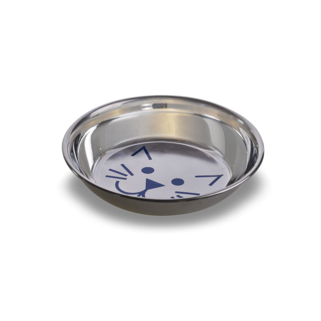 Van Ness - Cat Dish Stainless Steel NonSkid Cat Face Inside