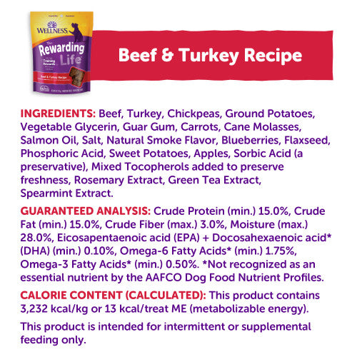 Wellness - Rewarding Life Treats Grain-Free Beef & Turkey Recipe Soft & Chewy Dog Treats - Southern Agriculture 