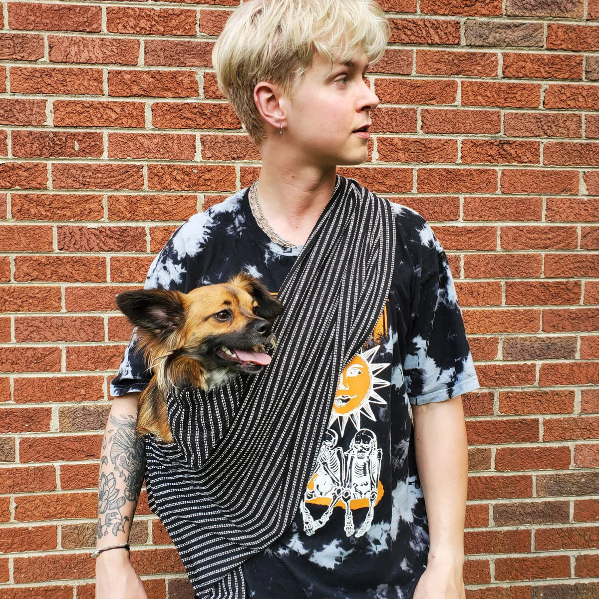 Walking Pet- Pet Sling Pinstripe Black & White