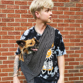 Walking Pet- Pet Sling Pinstripe Black & White