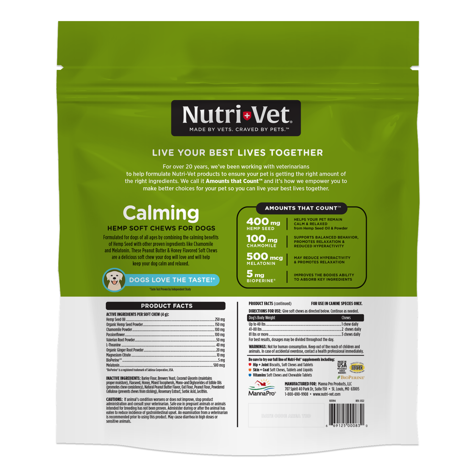 Nutri-Vet - Hemp Calming Soft Chews - Southern Agriculture 