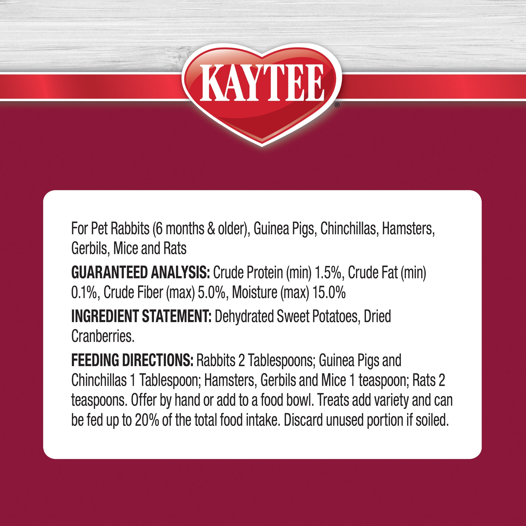 Kaytee - Natural Snack Sweet Potato & Cranberry With Superfoods