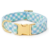 The Foggy Dog - Dog Collar Gingham Cornflower Blue Flannel
