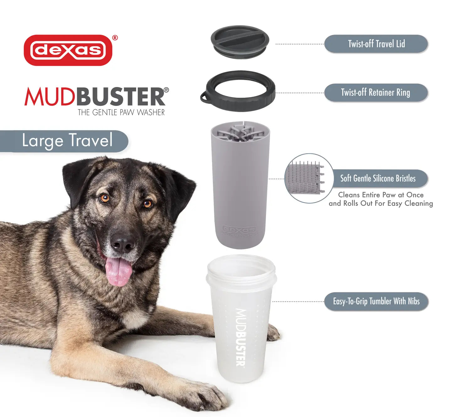 Dexas International - Mud Buster w/ Travel Lid Gray - Southern Agriculture 