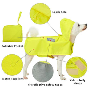 Blueberry Pet - Sunshine Yellow | 3M Reflective Dog Raincoat Hooded