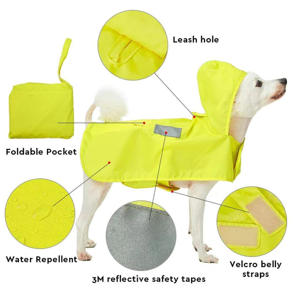 Blueberry Pet - Sunshine Yellow | 3M Reflective Dog Raincoat Hooded