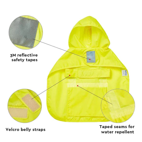 Blueberry Pet - Sunshine Yellow | 3M Reflective Dog Raincoat Hooded