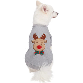 Blueberry Pet - Grey French Terry | All Weather Reindeer Dog Sweater