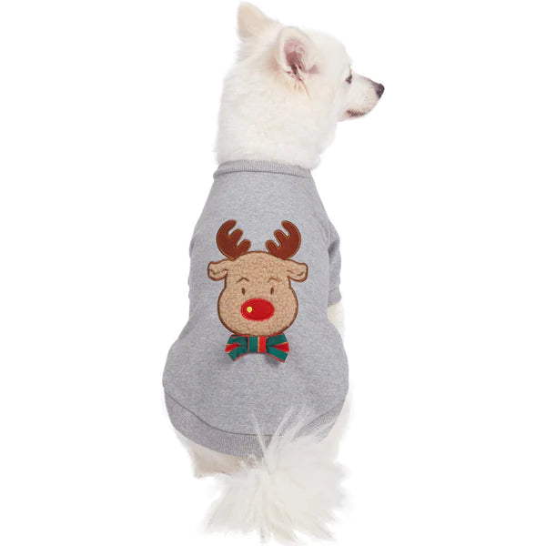 Blueberry Pet - Grey French Terry | All Weather Reindeer Dog Sweater