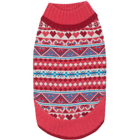 Blueberry Pet - Sugar Coral-Pink | Holiday Charm Hearts Dog Sweater