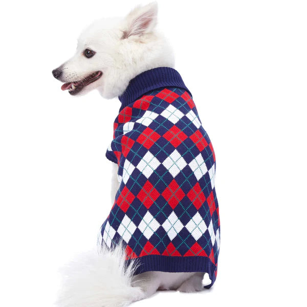 Blueberry Pet - Navy Argyle | Dress Chic Dog Sweater