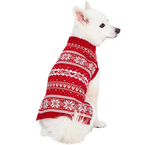 Blueberry Pet - Festival Red | Fair Isle Mock Neck Dog Sweater