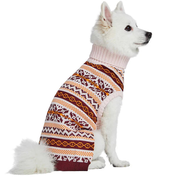 Blueberry Pet - Fair Isle Pullover Dog Sweater Beige