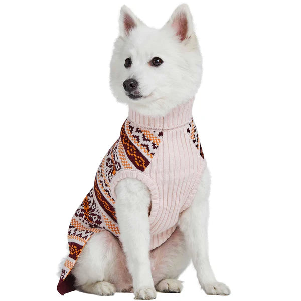 Blueberry Pet - Fair Isle Pullover Dog Sweater Beige