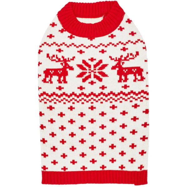 Blueberry Pet - Reindeer and Snowflake Dog Sweater