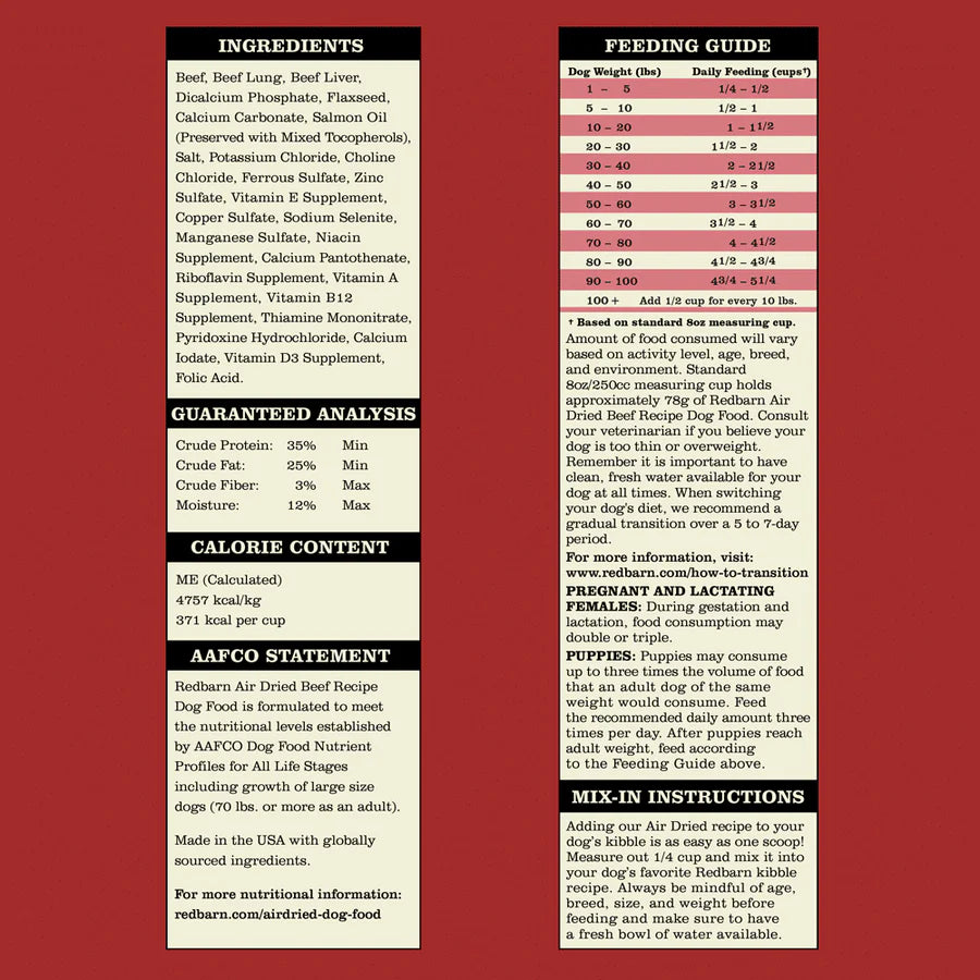 Redbarn - Air Dried Beef Recipe Dog Food - Full Feed Or Mix In - Southern Agriculture 