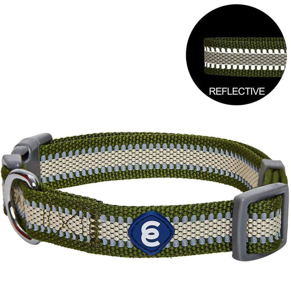 Blueberry Pet - Olive | Back to Basics Reflective Dog Collar