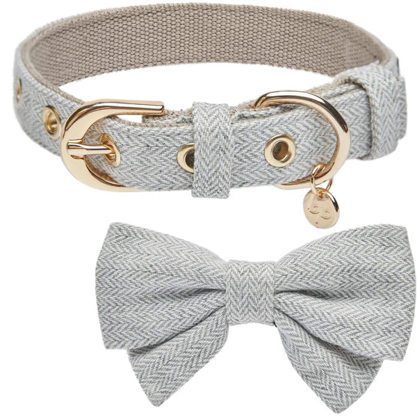 Blueberry Pet - Greyish Beige | Textured Tweed Dog Collar