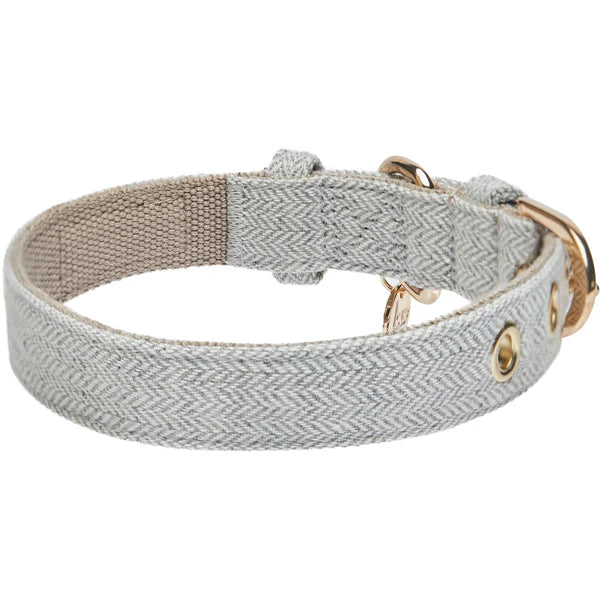 Blueberry Pet - Greyish Beige | Textured Tweed Dog Collar