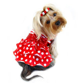 Klippo Pet - Sparkling Bow Ruffle Layered Dog Dress - Red