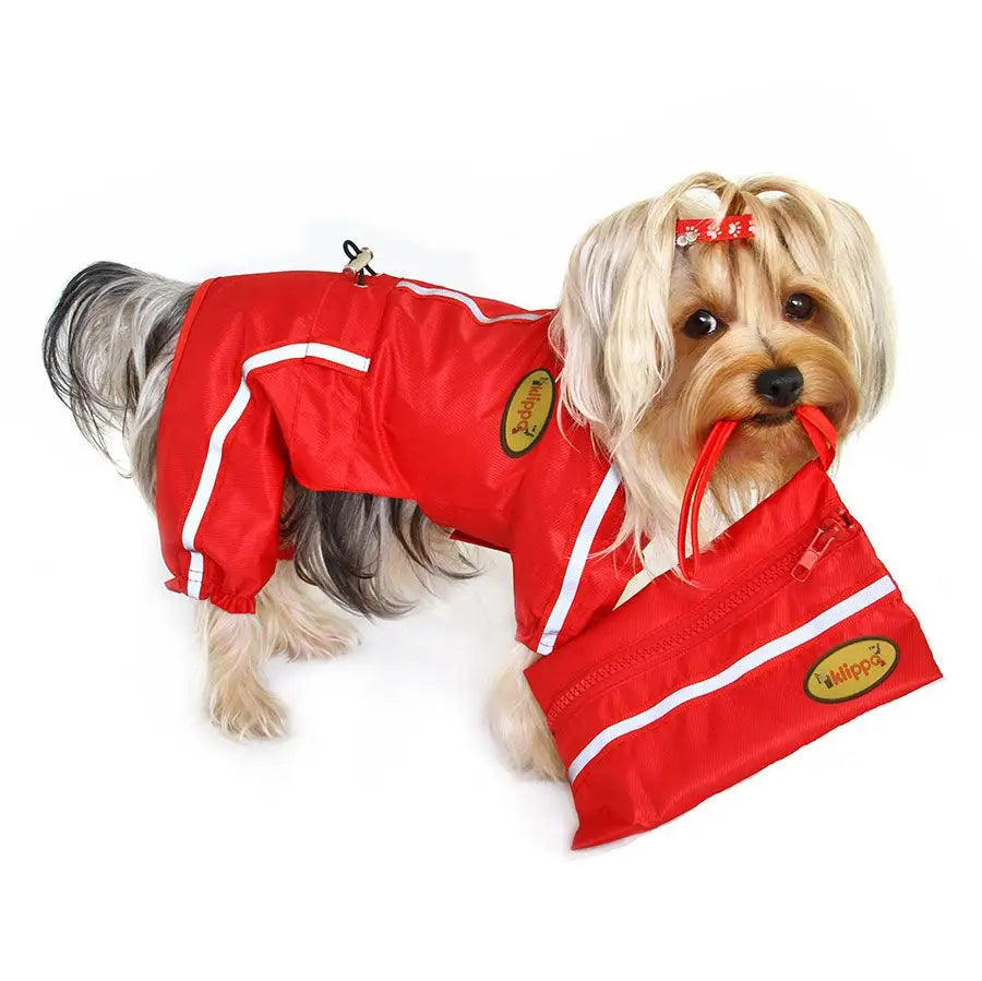 Klippo Pet - Pet Raincoat Bodysuit With Reflective Stripes & Matching Pouch