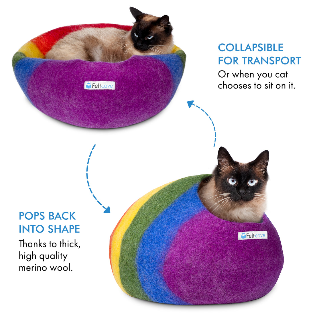Feltcave - Cat Bed Cave Rainbow