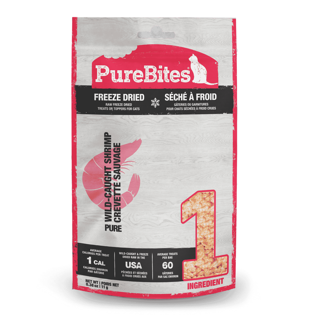 Pure Bites -  Freeze Dried Shrimp Wild-Caught Dog Treat-100% USA