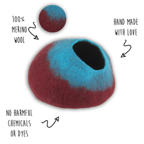 Walking Pet- Cat Cave Wool Maroon & Teal