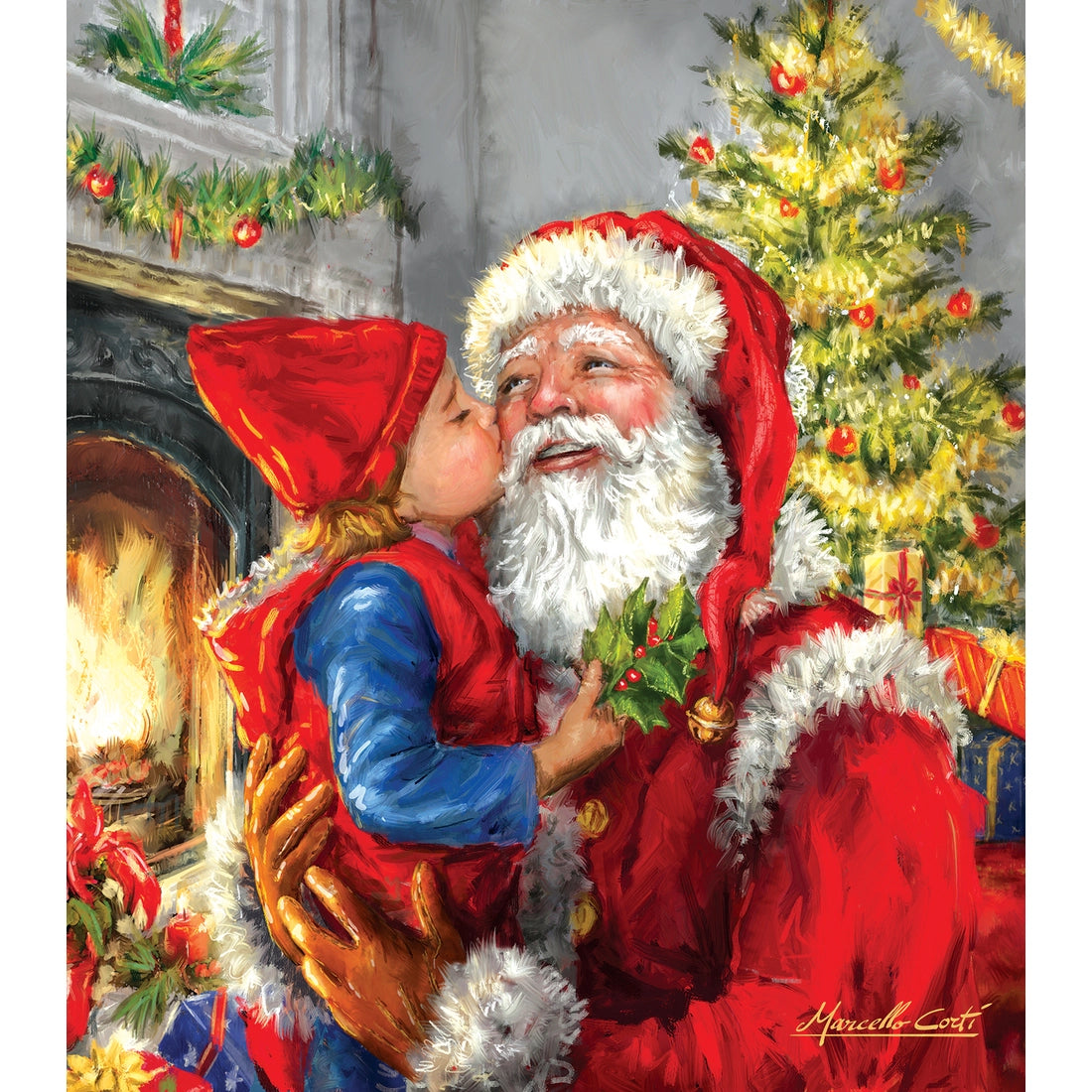 Sunsout - Puzzle Kissing Santa