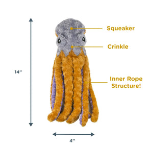 Tall Tails - Octopus With Rope Inside Plus Crinkle & Squeaker - Southern Agriculture 