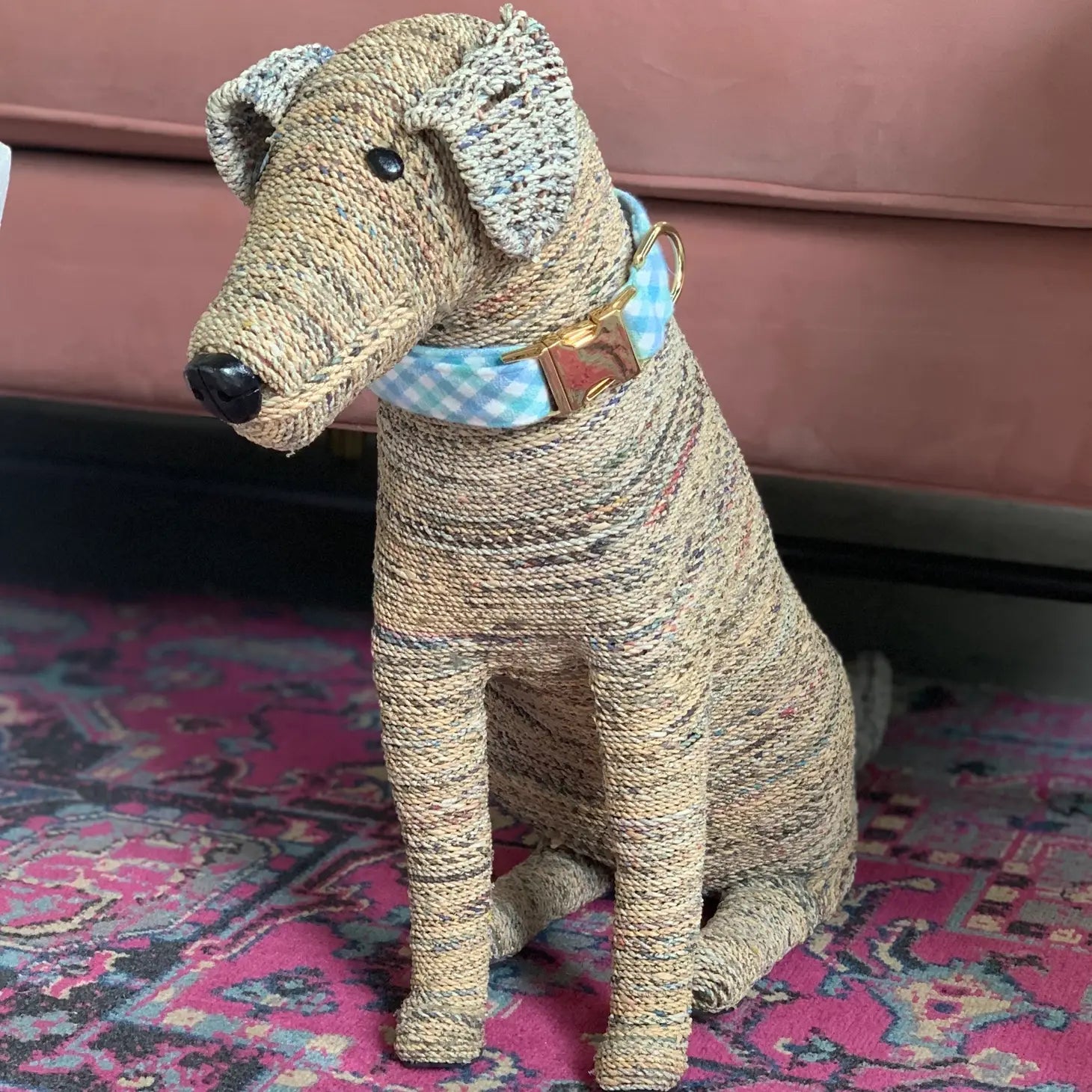 The Foggy Dog - Dog Collar Gingham Cornflower Blue Flannel