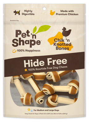 Pet 'n Shape - Hide Free Chick 'n Knotted Bones 3 1/2" - Southern Agriculture 