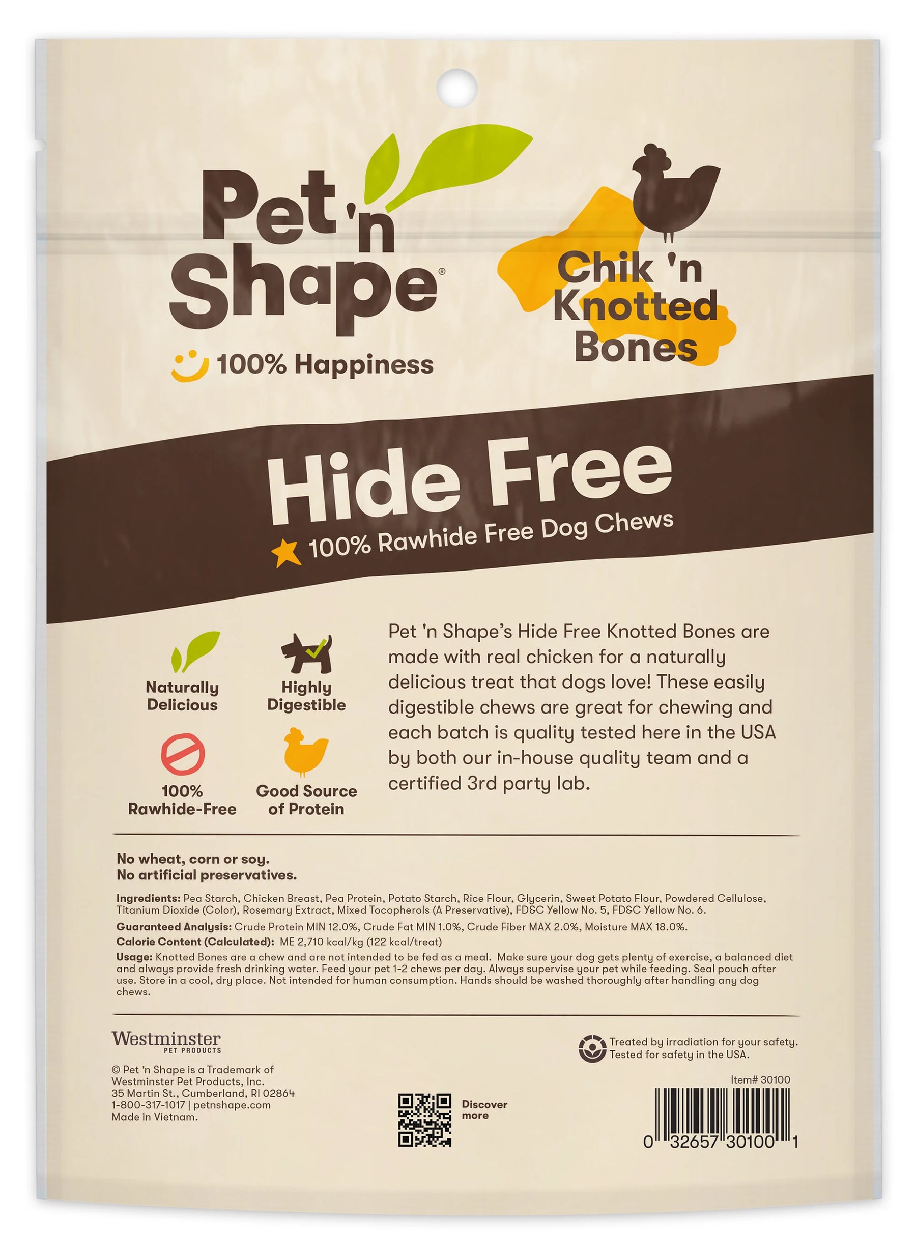 Pet 'n Shape - Hide Free Chick 'n Knotted Bones 3 1/2" - Southern Agriculture 