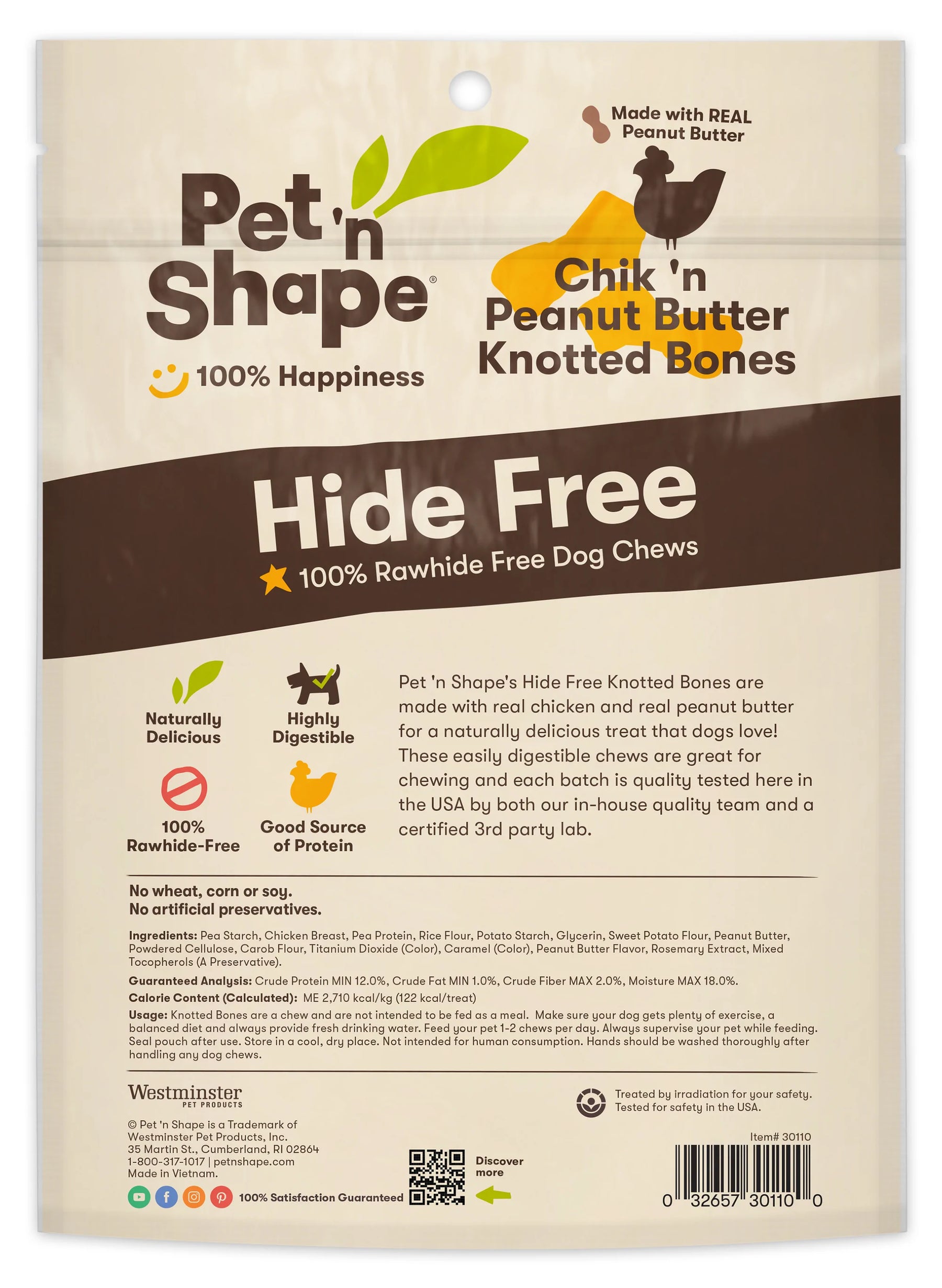 Pet 'n Shape - Hide Free Chick 'n Peanut Butter Knotted Bones