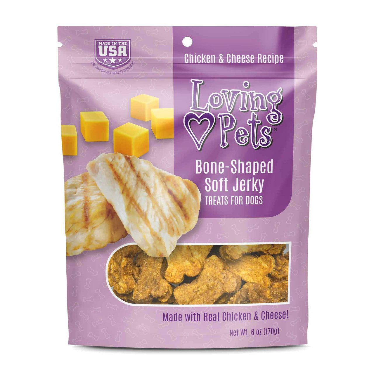 Loving Pets Inc. - Bone-Shaped Chicken & Cheese Soft Jerky Treats For Dogs - Southern Agriculture 