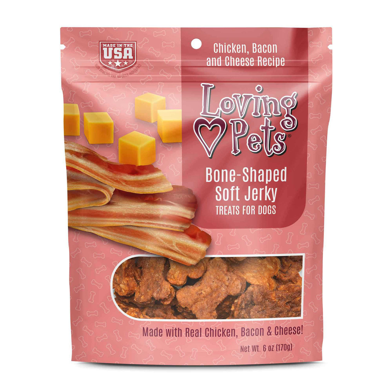 Loving Pets - Bone-Shaped Chicken/Bacon/Cheese Soft Jerky Treats For Dogs - Southern Agriculture 