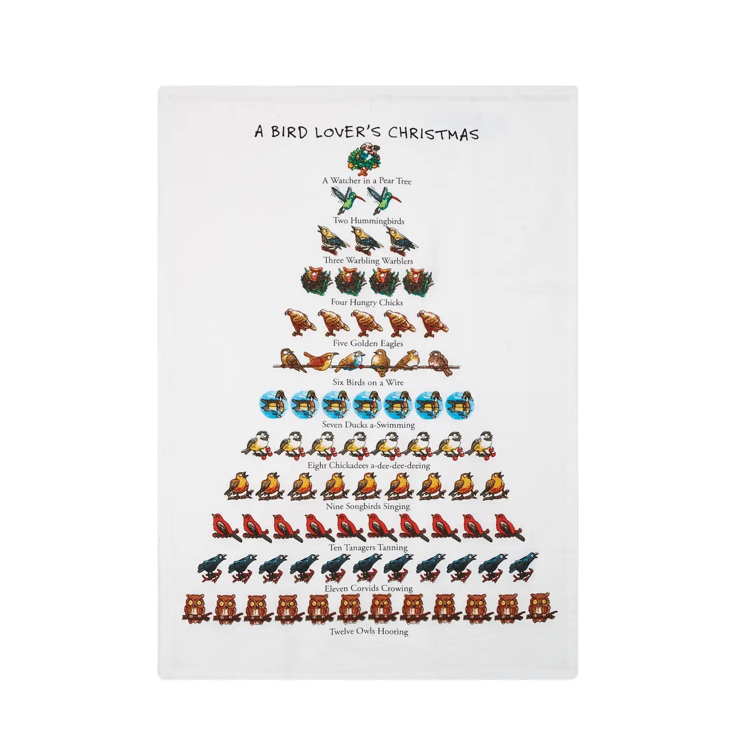 Peking Handicraft - Tea Towel A Bird Lover's Christmas