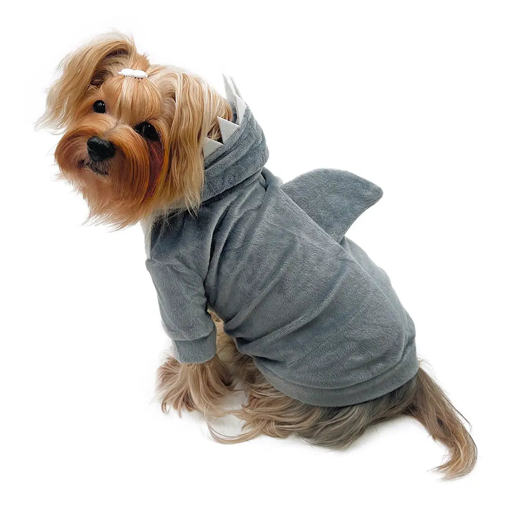 Klippo Pet - Ultra Plush Shark Hoodie w Fin & Teeth