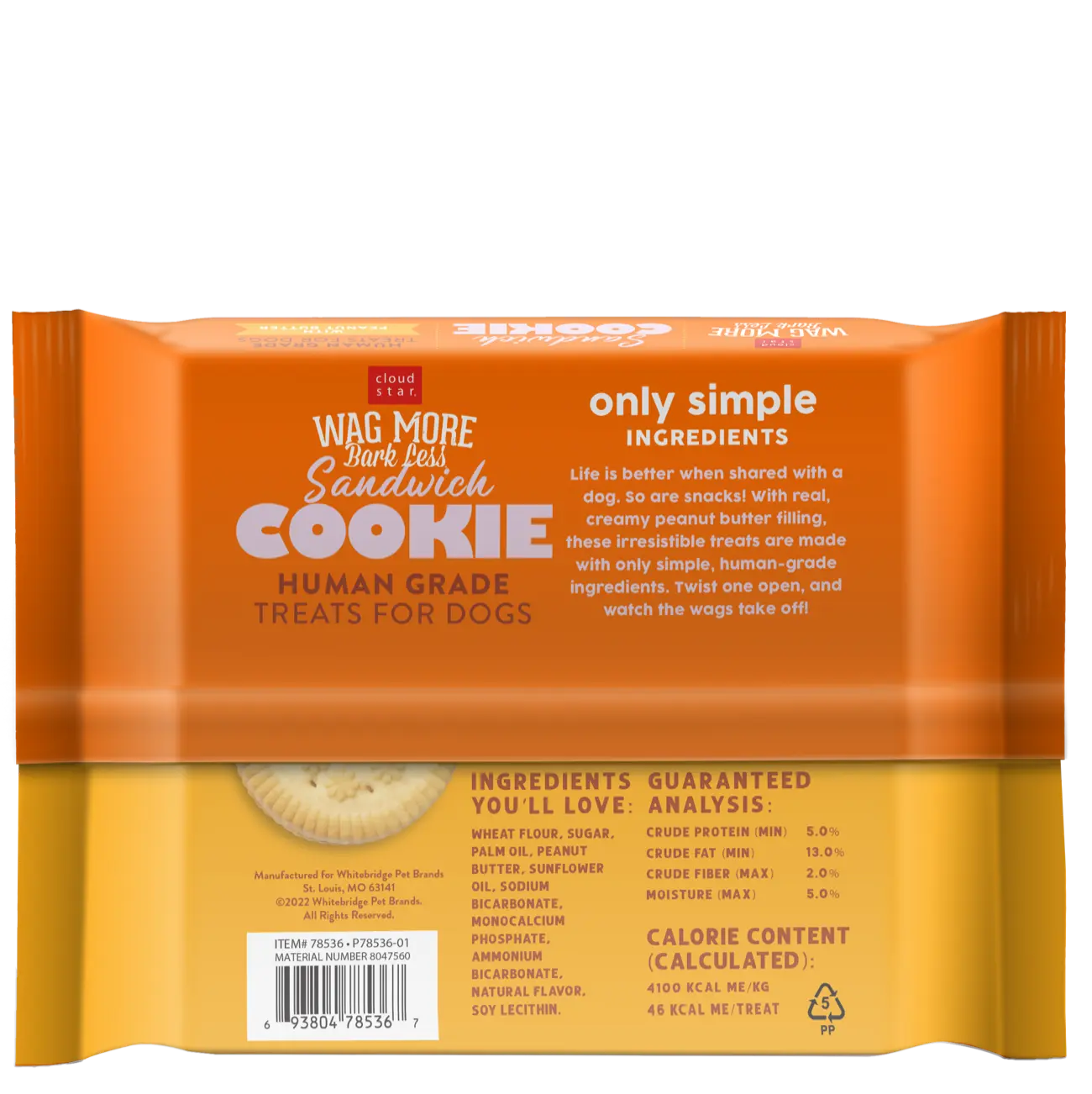 Cloud Star - Wag More Bark Less Sandwich Cookie Peanut Butter - Southern Agriculture 