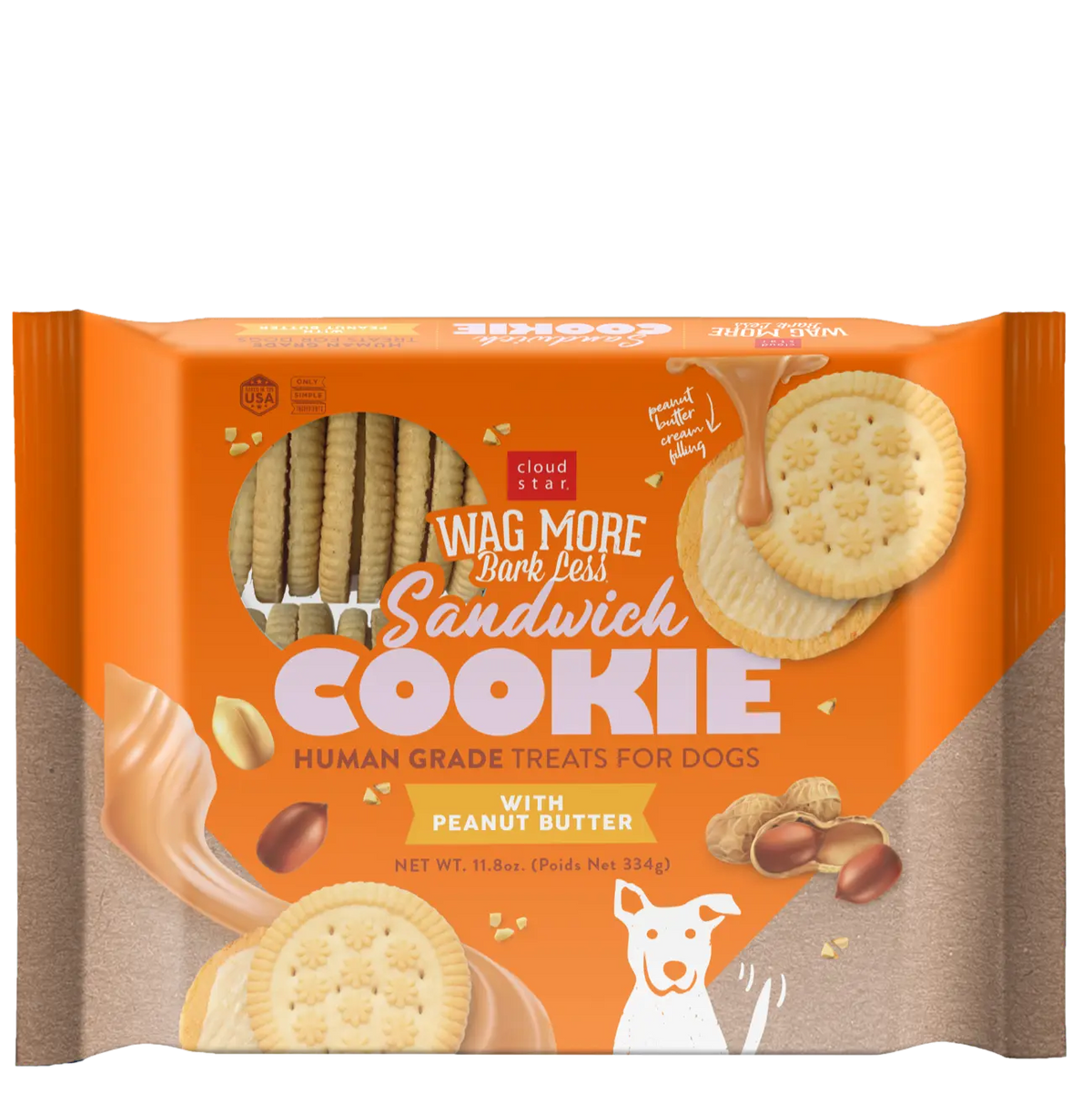 Cloud Star - Wag More Bark Less Sandwich Cookie Peanut Butter - Southern Agriculture 