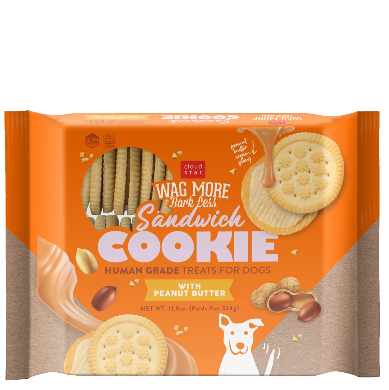 Cloud Star - Wag More Bark Less Sandwich Cookie Peanut Butter - Southern Agriculture 