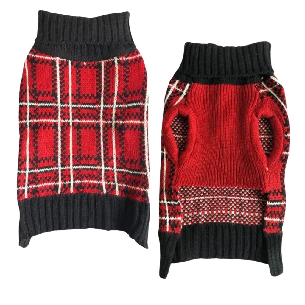 Pet Edge - Sweater Plaid - Red/Black/White