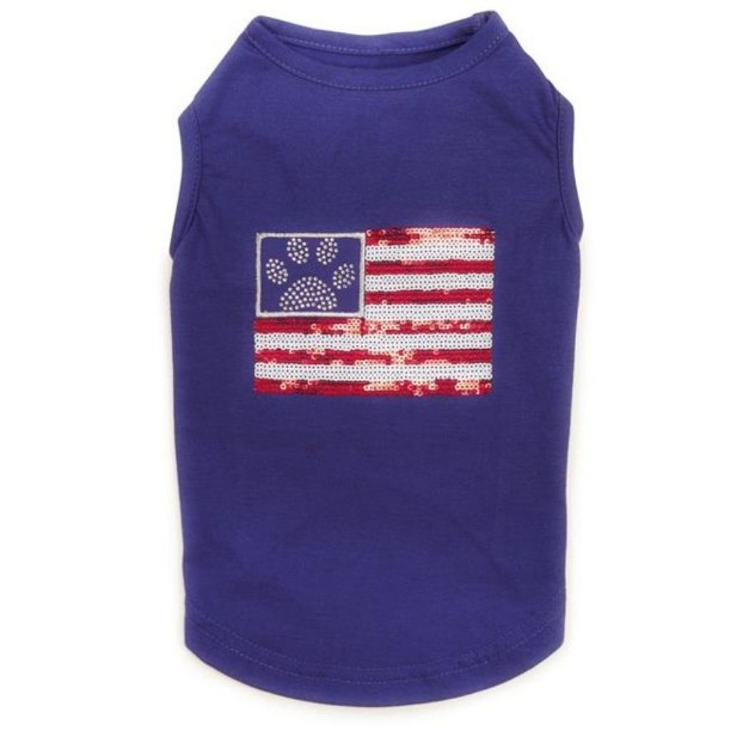 Pet Edge - Dog Tank Top With Sequin Flag On Back