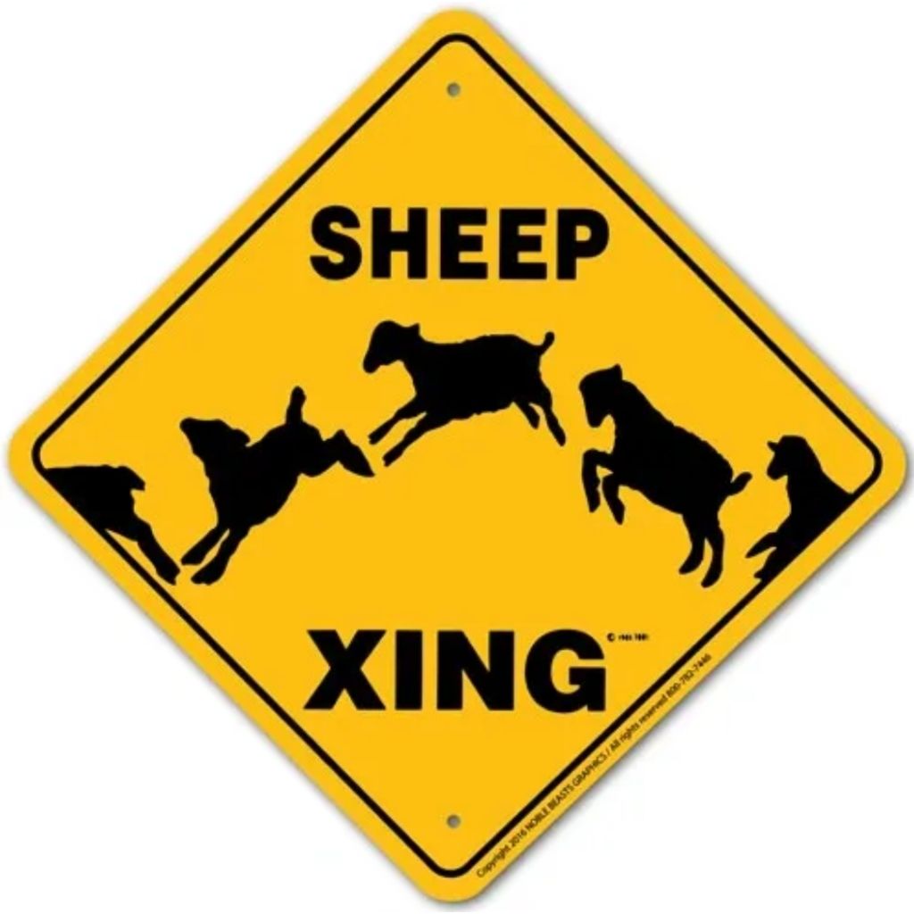 Noble Beasts - Sheep (silly) X-ing Sign